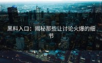黑料入口：揭秘那些让讨论火爆的细节