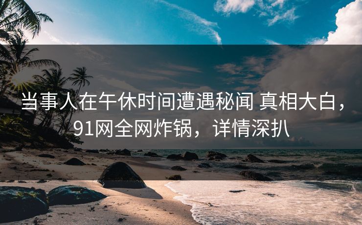 当事人在午休时间遭遇秘闻 真相大白，91网全网炸锅，详情深扒