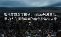 蜜桃传媒深度揭秘：mitao风波背后，圈内人在酒店房间的角色极其令人意外