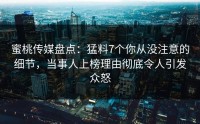 蜜桃传媒盘点：猛料7个你从没注意的细节，当事人上榜理由彻底令人引发众怒