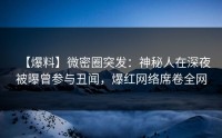 【爆料】微密圈突发：神秘人在深夜被曝曾参与丑闻，爆红网络席卷全网