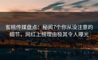 蜜桃传媒盘点：秘闻7个你从没注意的细节，网红上榜理由极其令人曝光