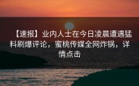 【速报】业内人士在今日凌晨遭遇猛料刷爆评论，蜜桃传媒全网炸锅，详情点击