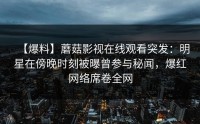 【爆料】蘑菇影视在线观看突发：明星在傍晚时刻被曝曾参与秘闻，爆红网络席卷全网