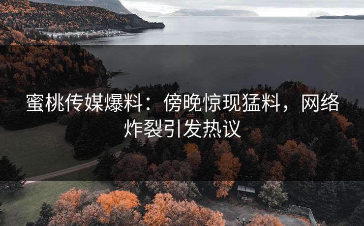 蜜桃传媒爆料：傍晚惊现猛料，网络炸裂引发热议