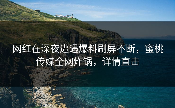 网红在深夜遭遇爆料刷屏不断,蜜桃传媒全网炸锅,详情直击 网红在深夜遭遇爆料刷屏不断,蜜桃传媒全网炸锅,详情直击